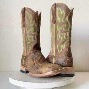 Capitan CHEYENNE Mens Cowboy Boots 9D Western Square Toe Brown Rough Out 13"